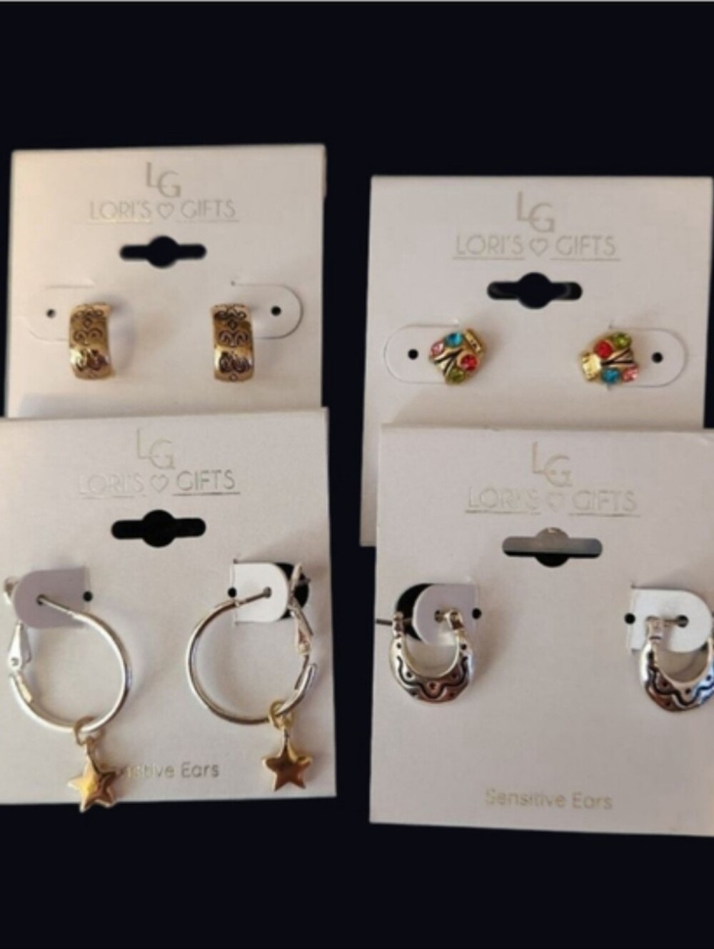 4 Pairs of Loris Gifts Assorted Earrings of sensitive ears